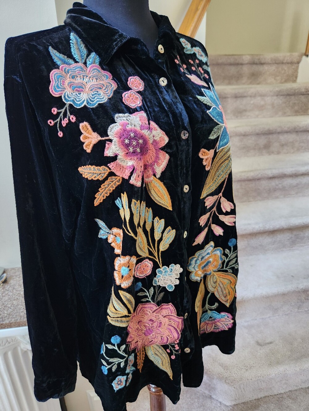 Johnny Was BIANCA Velvet Oversized Shirt Medium - Picture 5 of 14